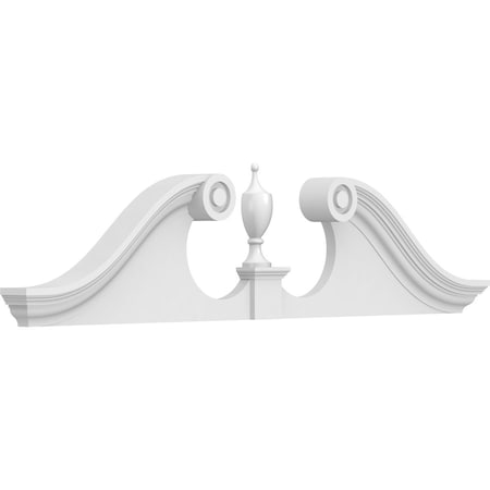 Ekena Millwork Rams Head Architectural Grade PVC Pediment (Urn Ships Unattached in Box), 48"W x 12"H x 2-3/4"P PEDPS048X120RHP00